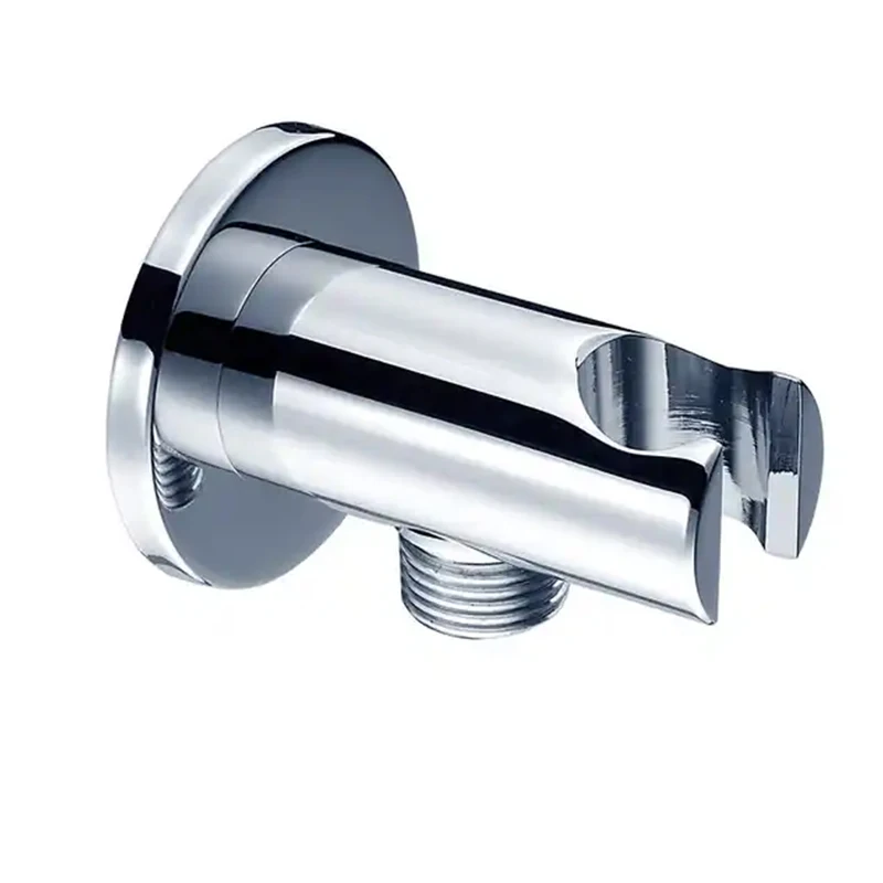 

Polished Chrome Solid Brass Wall Union Handshower Holder Round Wall Supply Elbow Hand Shower Elbow Bracket