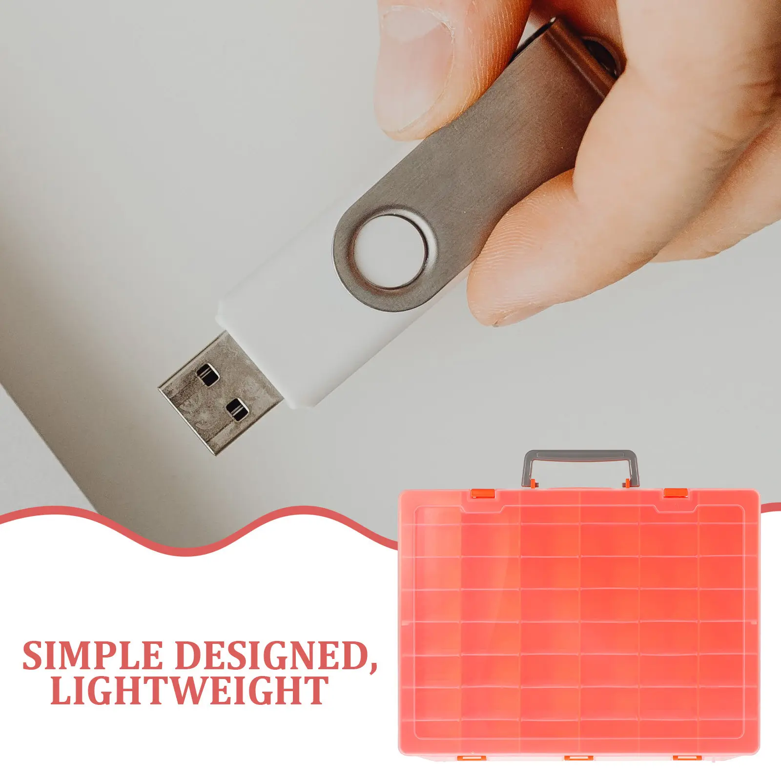 Organizer Box Portable Plastic Storage Box 48 Compartments Transparent Lid Storage for USB Drive Cards Crafts and Small Items