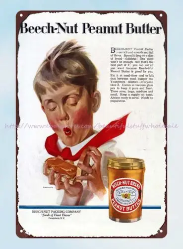 vintage wall art 1920 Beech-Nut Peanut Butter Ad metal tin sign