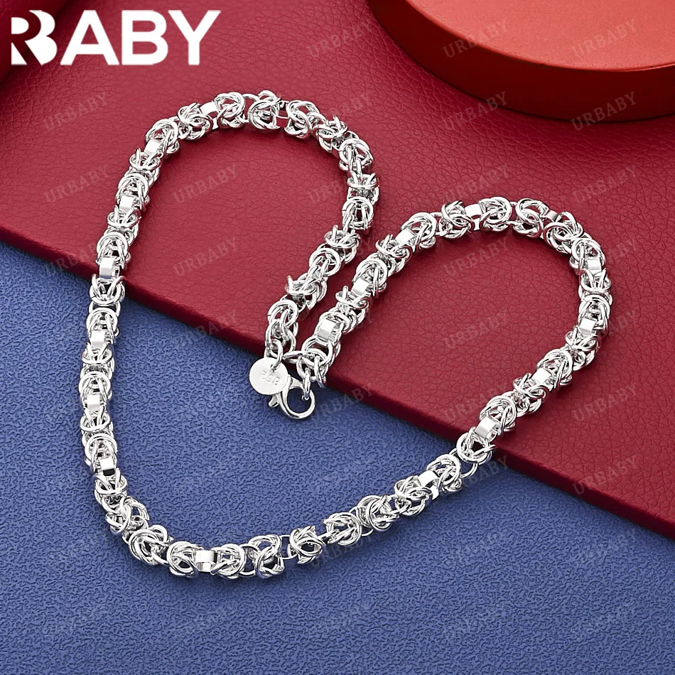 

URBABY 925 Sterling Silver 45cm Overlapping Chains Necklace Anniversary Gift Popular Wild Fashion Romantic Jewelry