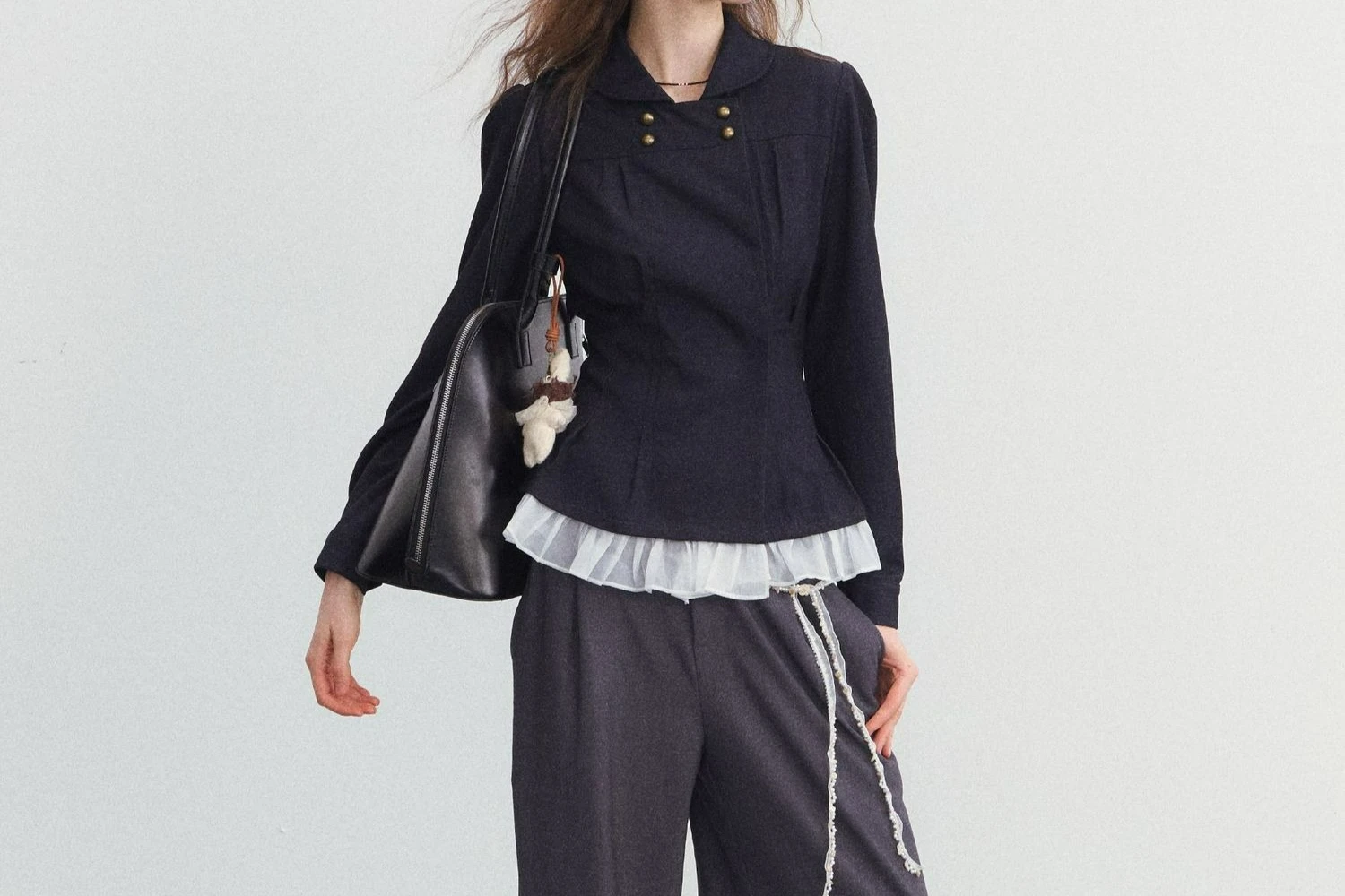 

2025 Autumn New Long Sleeve Shirt Top for Women Waist-Cinching Slimming Patchwork Versatile Commuting Design Top