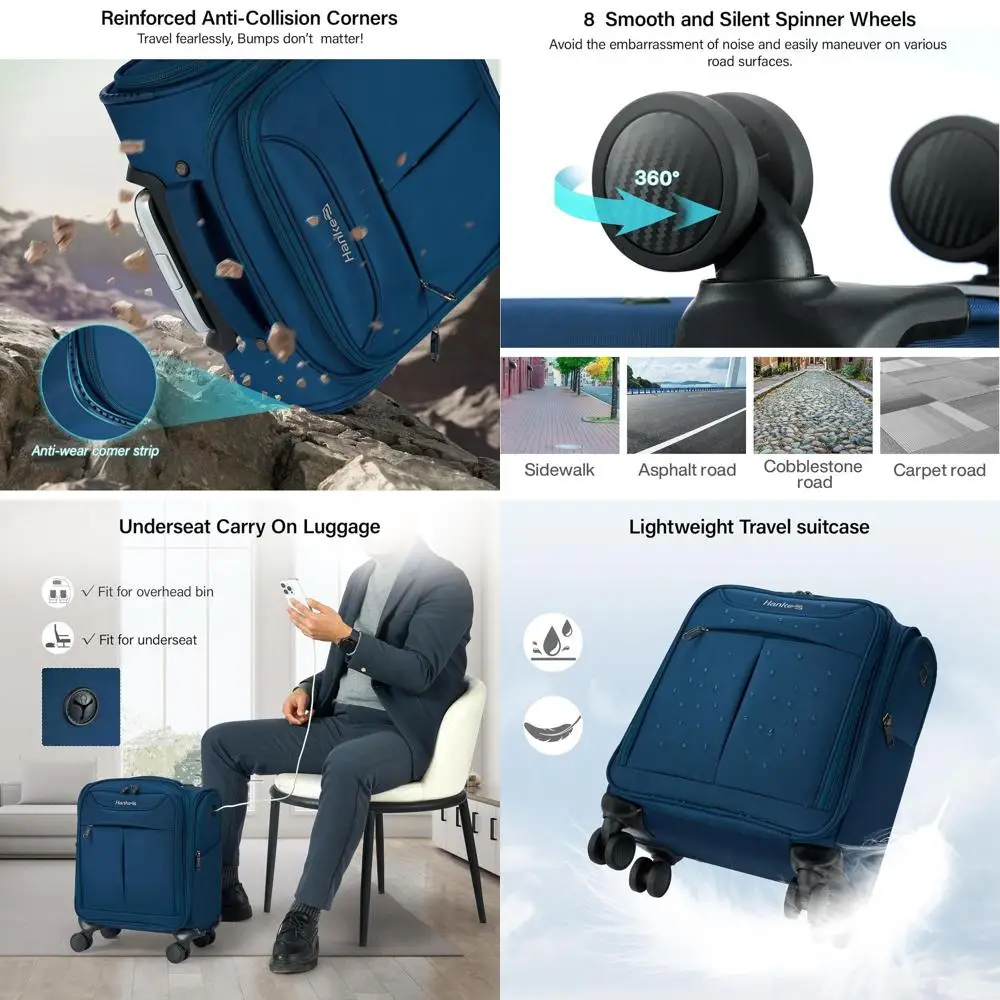 

Компактная легкая сумка-подушка Spinner 16, ручная кладь софтбоку, одобренная авиакомпанией для путешествий (синяя)