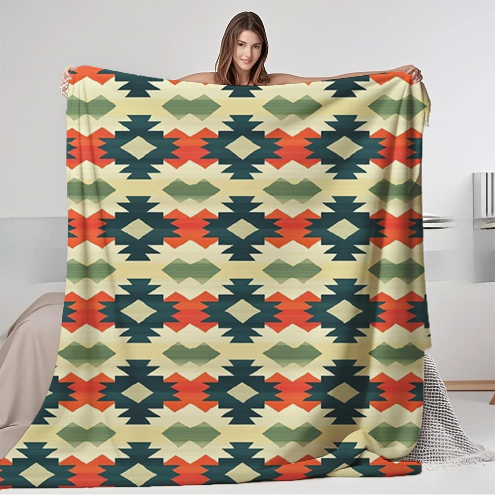 

Lovely Gift Flannel Soft Blanket Ethnic Patterns In Boho Tropical Print Decorative Throw Hotel-style Cover Eco-friendly