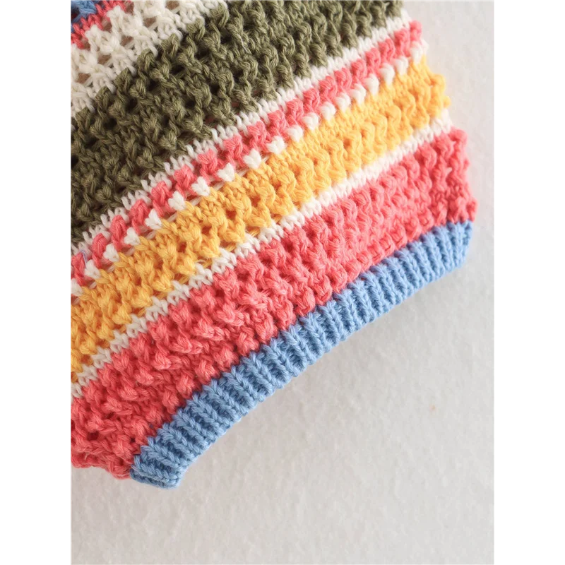 AOAO-Conjuntos cortos de ganchillo para mujer, cárdigan con botones a rayas y pantalones cortos, trajes de punto de 2 piezas