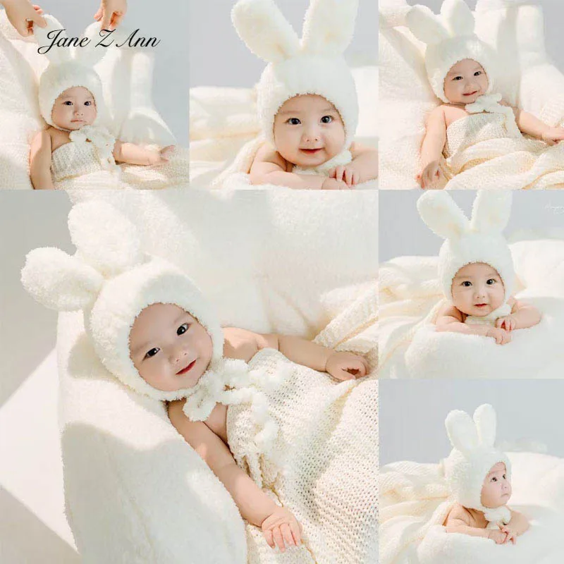

Cute baby knit hat with bunny or bear ears hand crochet warm hat for newborn 1-2 M 3-6M 6-12M soft winter beanie for infant