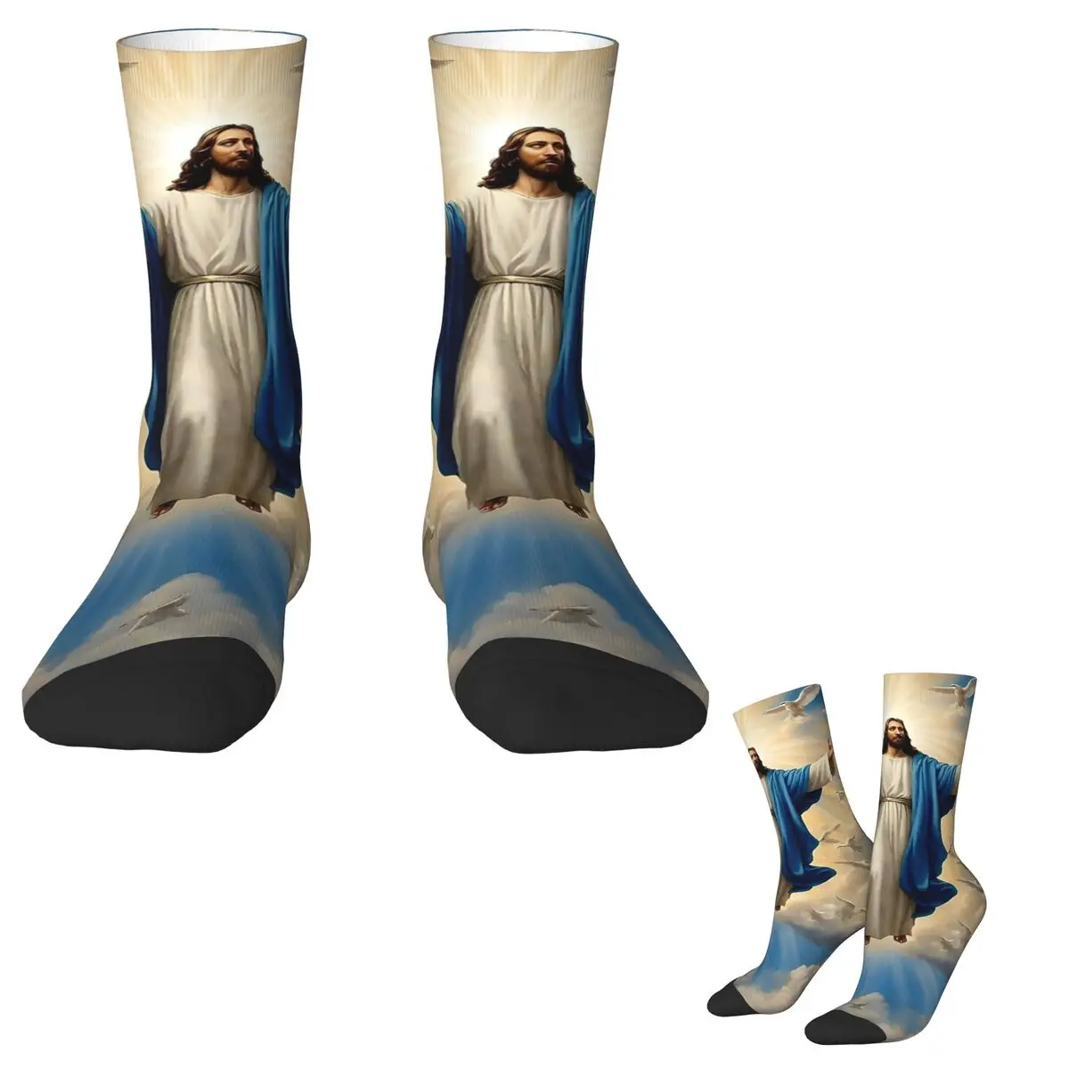 Jesus Christ Catholic Saint Socks Autumn Stockings Funny Couple Breathable Socks Graphic Outdoor Anti Skid Socks