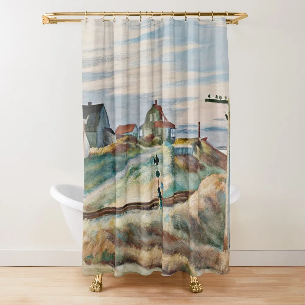 

cottages at north truro - Edward Hopper Shower Curtain Shower For Bathrooms Waterproof Shower And Anti-Mold Curtain