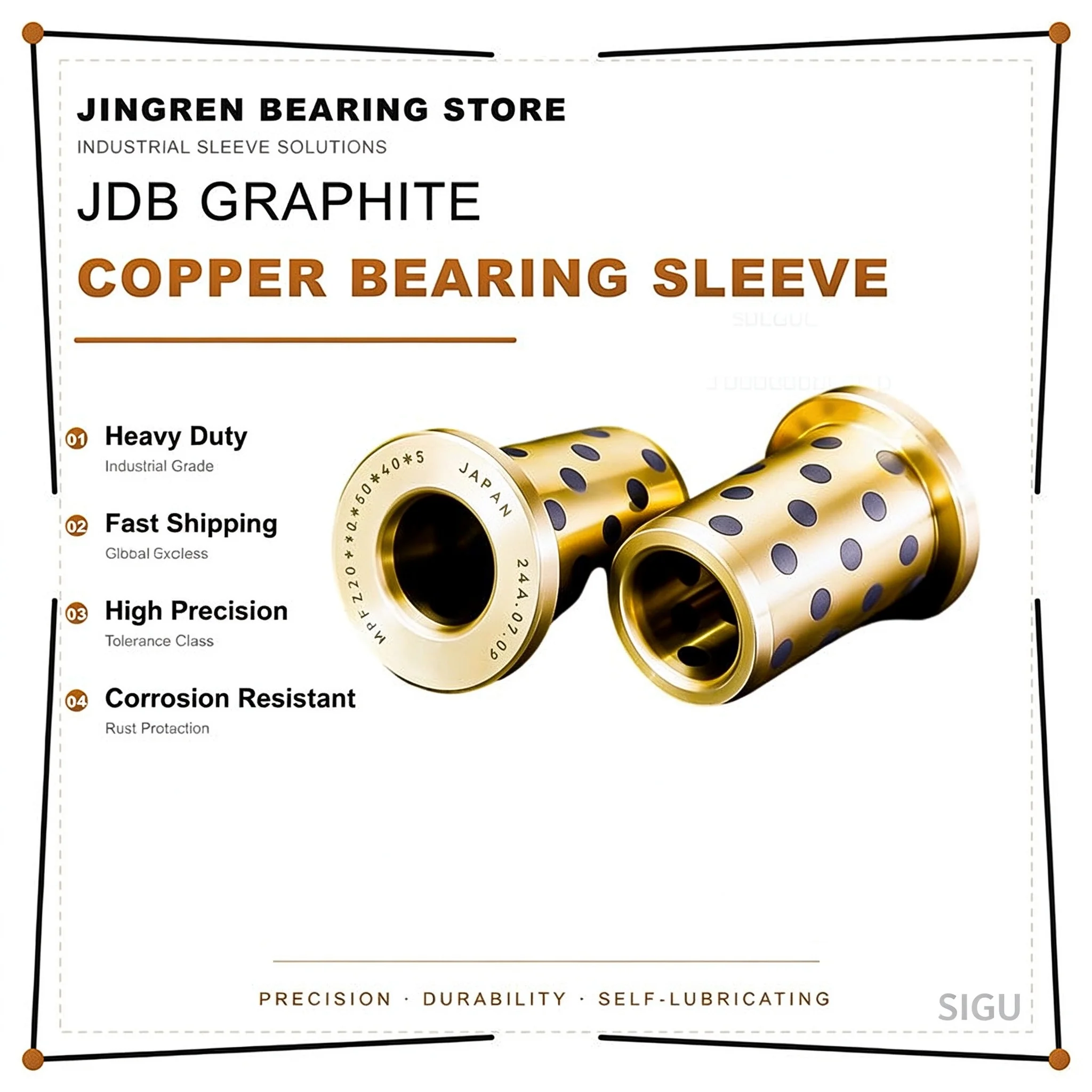 Flange Type JFB Graphite Embedded Copper Bushing JFB11*2/5*7*8/10/12/15 JFB14*2/5*9*10/12/15/20 JFB12*2/6*8*8/10/12/15/20