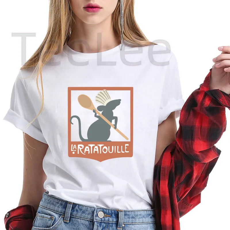 Cute Tshirts Printed La Ratatouille Cartoon T Shirt Women Clothes White Funny Kawaii Tshirt Femme Summer Tops Female Clothing