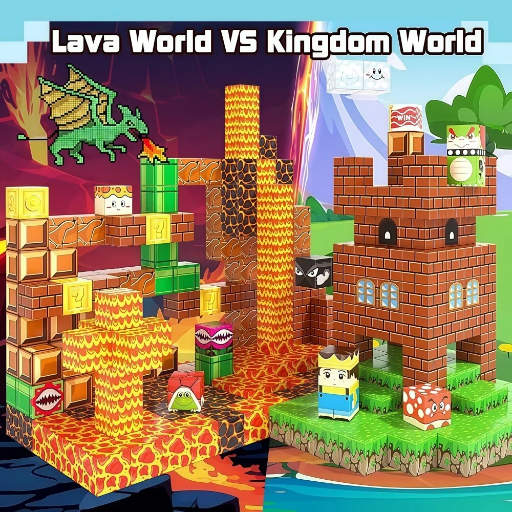 Klocki Magnetyczne King Castle 60 Elementów Zestaw Kreatywnych Zabawek Budowlanych 3D Zestaw Edukacyjny STEM dla Dzieci Zabawa DIY Premium Prezent