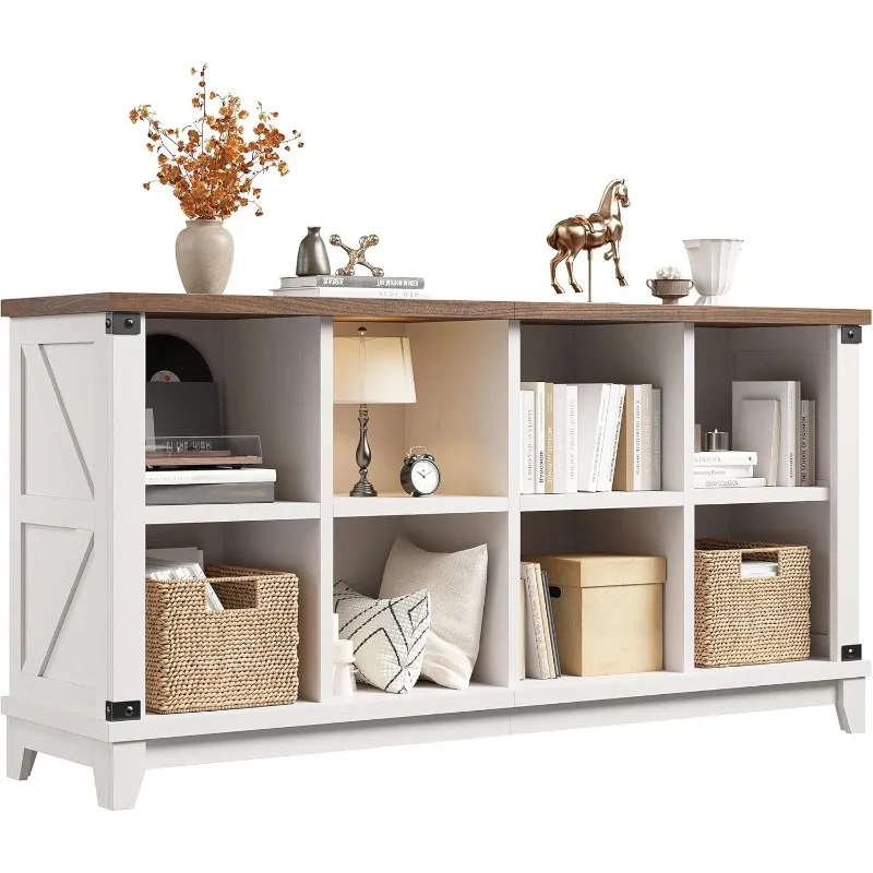 

8 Cube Storage Organizer, White Book Shelf with Storage, Cube Shelf for Bedroom and Home Office