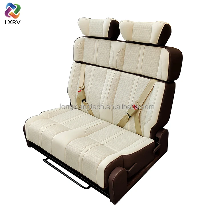 Asiento Plegable de Alta Calidad para Autocaravana, en Cuero Napa Perforado, Suave, Cómodo e Impermeable, Convertible en Cama