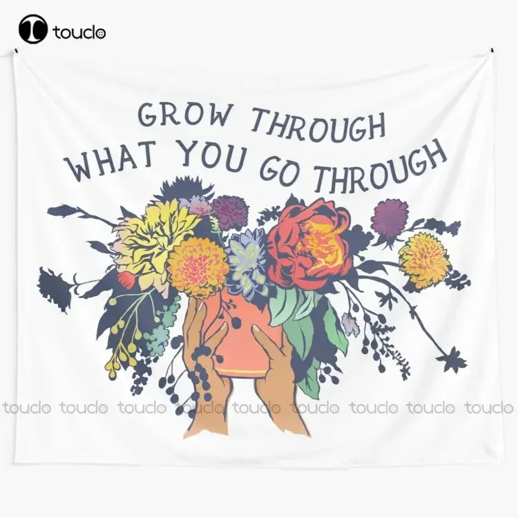 Grow Through What You Go Through Tapestry Japanese Tapestry Tapestry Wall Hanging For Living Room Bedroom Dorm Room Home Decor
