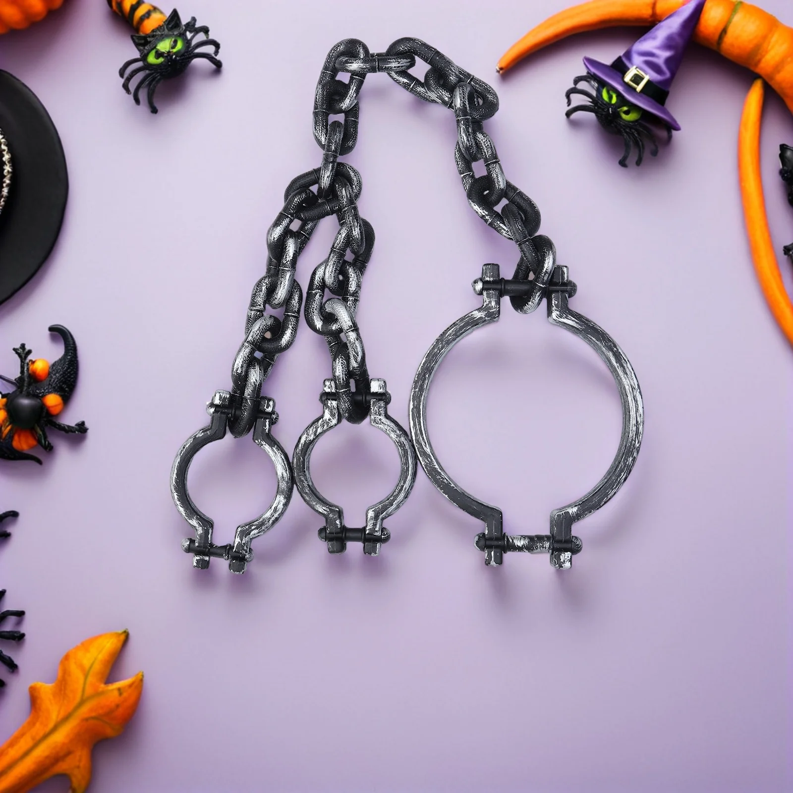 

2Pcs Halloween Shackles Prop: Realistic Plastic Spooky Decoration for Haunted House Party - Lightweight Wrist Shackles Cosplay