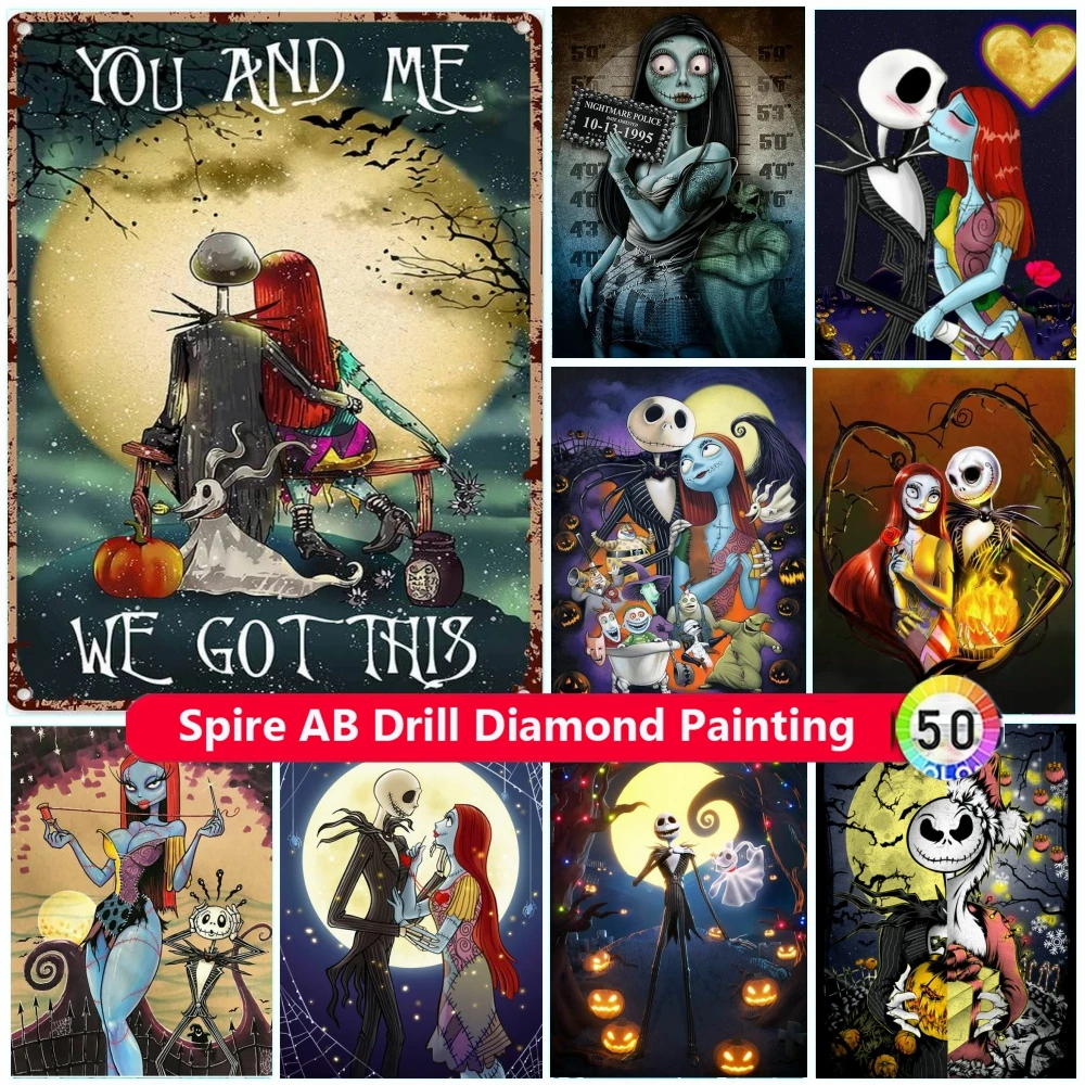 

Disney AB Diamond Painting Kits Embroidery The Nightmare Before Christmas Xmas Sally Jack Art Mosaic Rhinestones Home Decor Gift