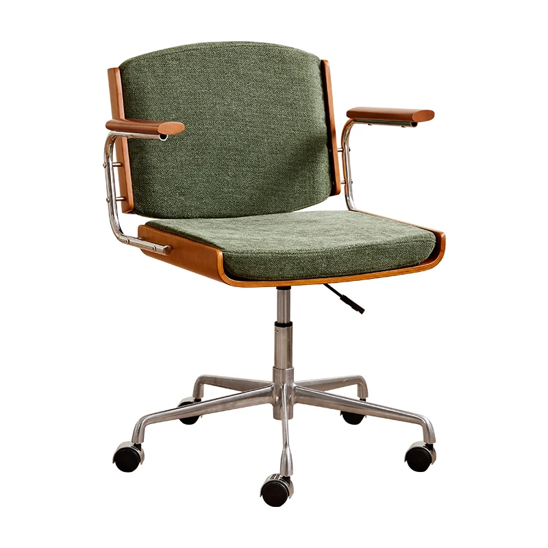 

Solid wood retro computer chair, home lift office swivel chair, sedentary study study study desk bedroom