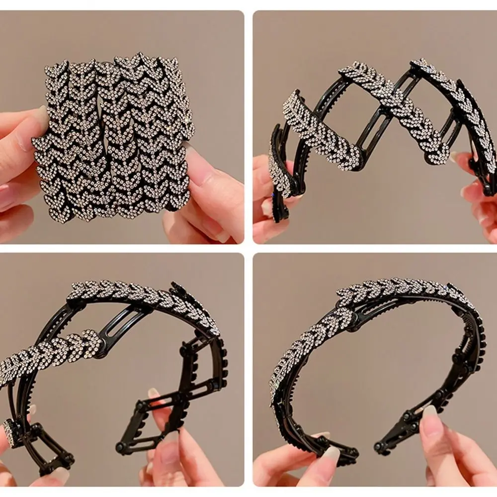 

Portable Foldable Rhinestone Headband Extendable Thin Pearl Hair Band Hair Clip Flower Student