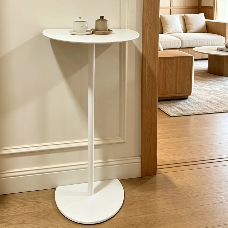 Modern SemiCircularSide Table, Metal Mobile End Table for Living Room Sofa Corner, Accent Organizer Rack for Entryway Home Decor image 3