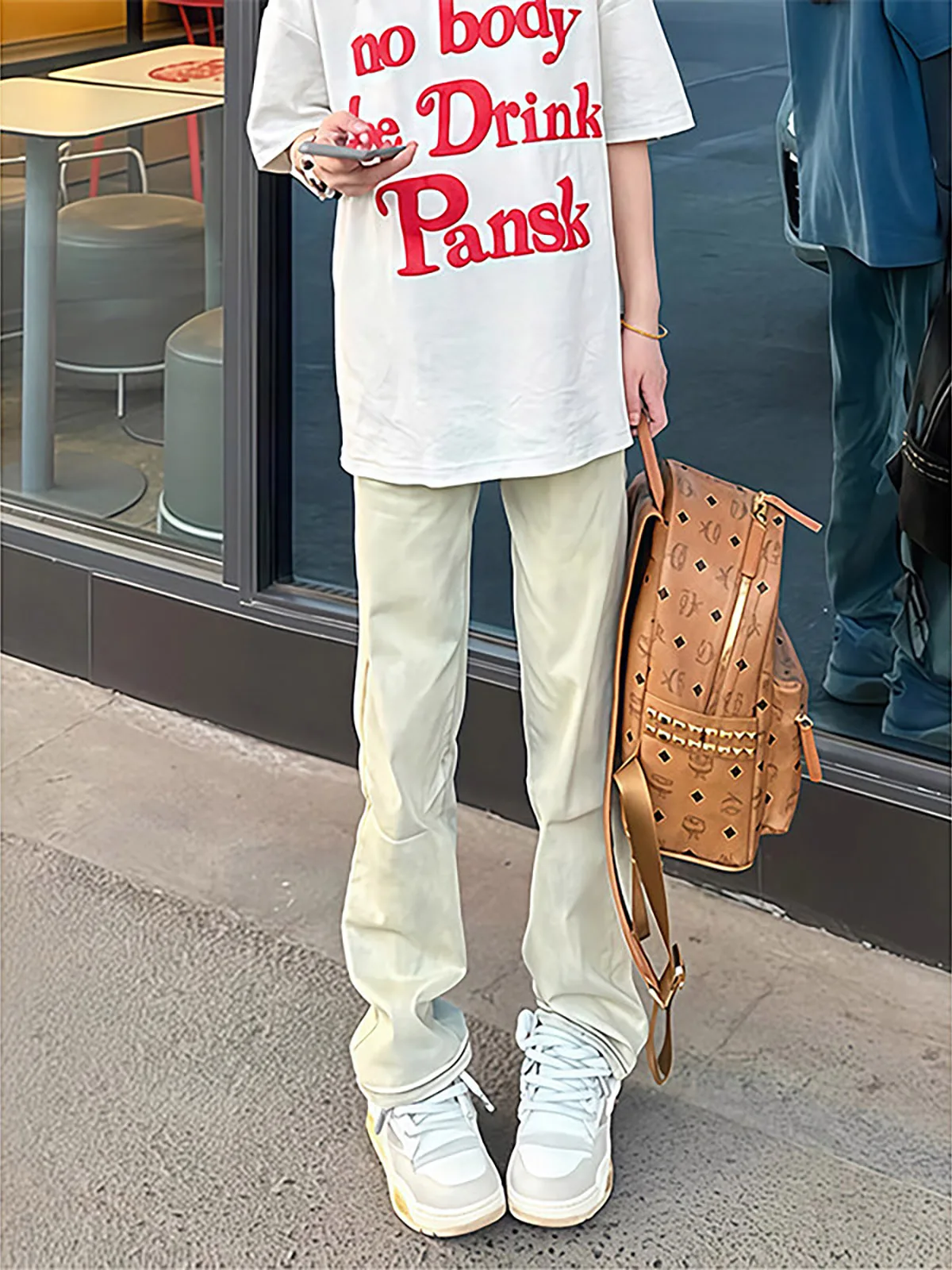 

American Vibe Vintage Yellow Mud Color Knife Jeans Straight Leg Slimming Micro Flared Waed Denim Jeans for Teens