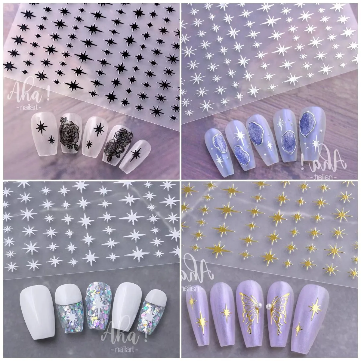 1pcs 2023 Dream Star Series Nail Art Stickers Classic Meteor Pentagram Design Nail Decorations Decals DIY Professional Accessory