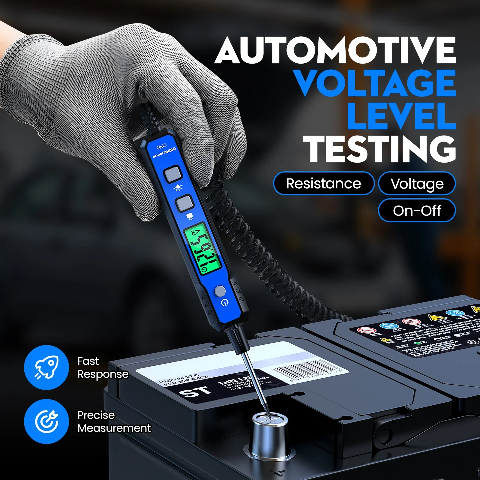 Smart Circuit Tester for Car 0.8V-100V DC Digital Voltage Tester with Backlight And Flashlight Polarity & Continuity Measurement