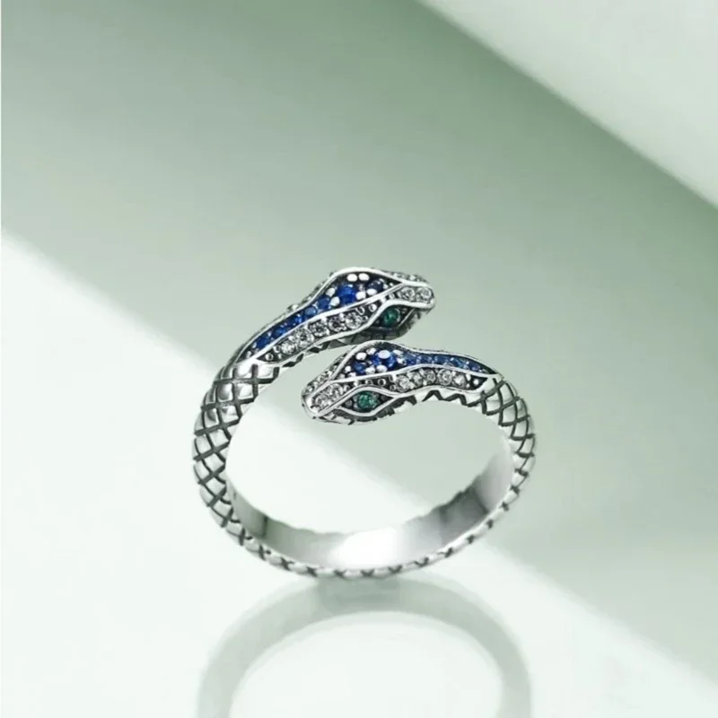 Fashion Open Rings Vintage Snake Ring Alloy Stacking Rings Adjustable Animal Finger Ring Punk Jewelry for Men Women