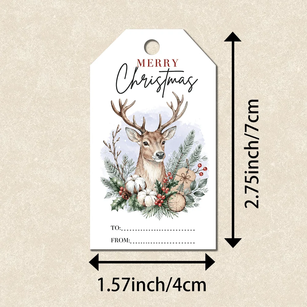 40pcs, Christmas Nordic Animal Decorative Tags, Holiday Gift Labels, Party Decoration, Handmade Packaging Accents, Jute Rope