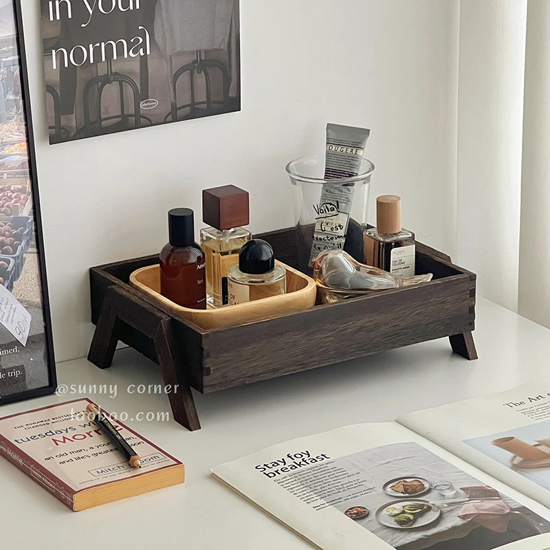 

Wooden Perfume Display Stand, Vintage Aromatherapy Shelf, Retro Storage Rack, Makeup Tray for Tabletop, Perfume Organizer