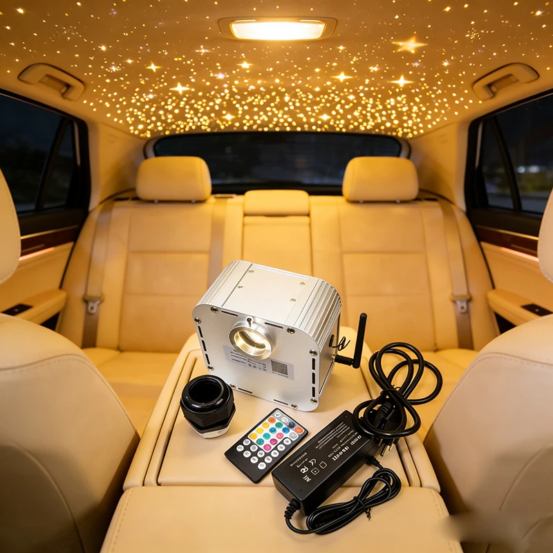 

Twinkle Optic Fiber Lights lamp Star ceiling kit Bluetooth APP Control Starry Car LED Light Kid Room multiple RGBW 32W WAPP RF