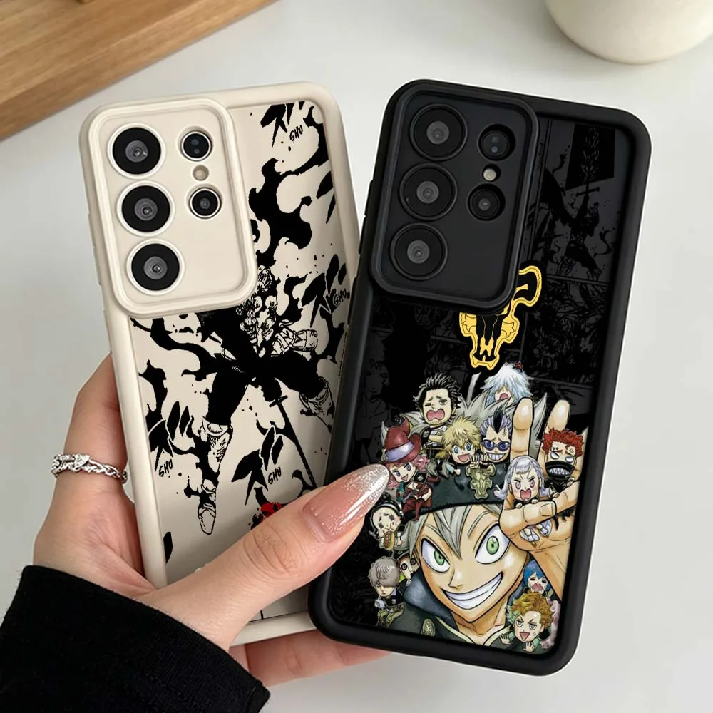 B-Black Clover Anime Cute Silicone Case For Samsung Galaxy S26 S25 S24 S23 S22 S21 S20 Ultra Plus FE Eye Ladder Phone Case