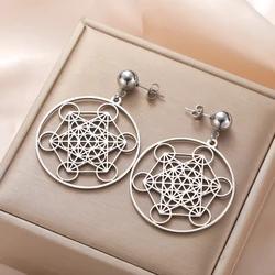 Dawapara Archangels Metatron Earrings Sacred Geometry Pendant Protection Amulet Stainless Steel Religious Jewelry
