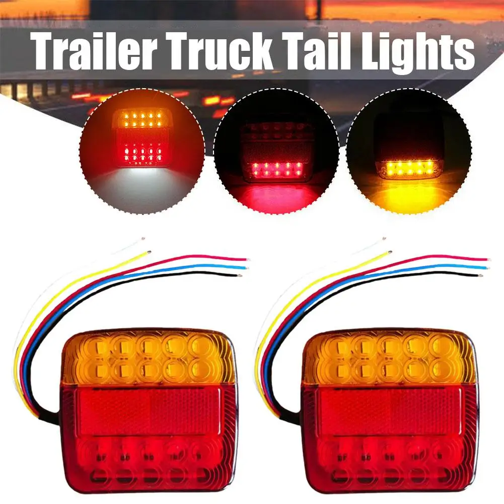 2Pcs 12V Car Trailer Trucks Tail Light Car 20 LED Rear Waterproof Lamps Signal Rear Light Tailight Running Turn Parts Tail S8A5