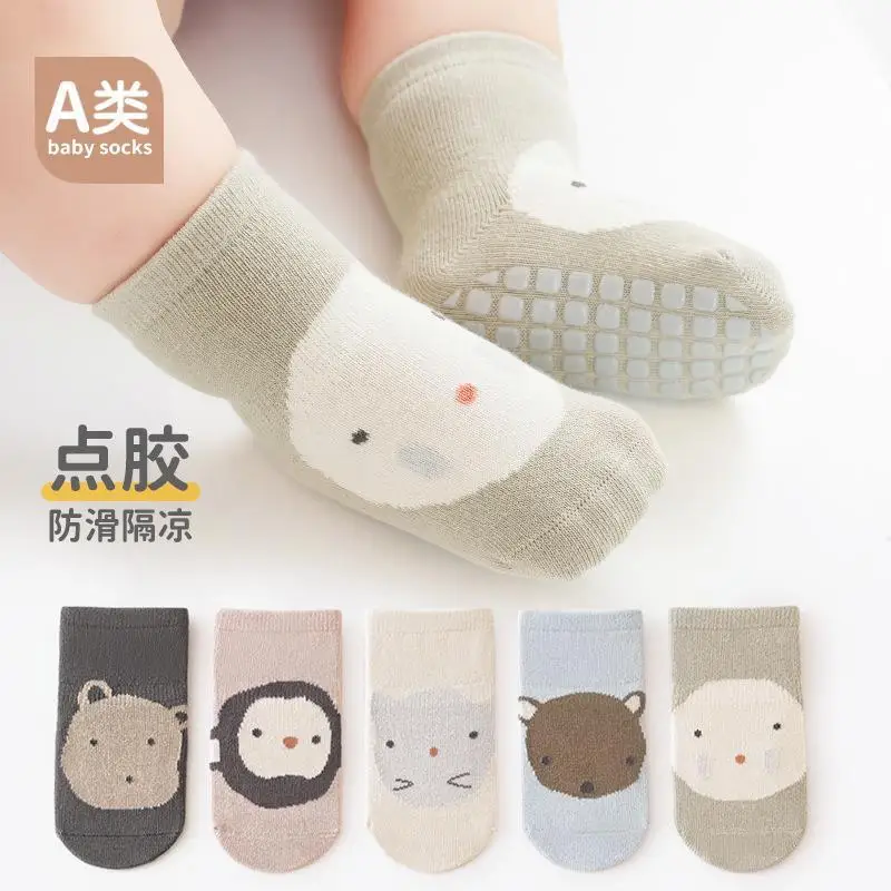 1 Pair Baby Socks Cartoon Animal Design Combed Cotton Breathable Comfortable Anti Slip Floor Sock Middle Tube Baby Clothes