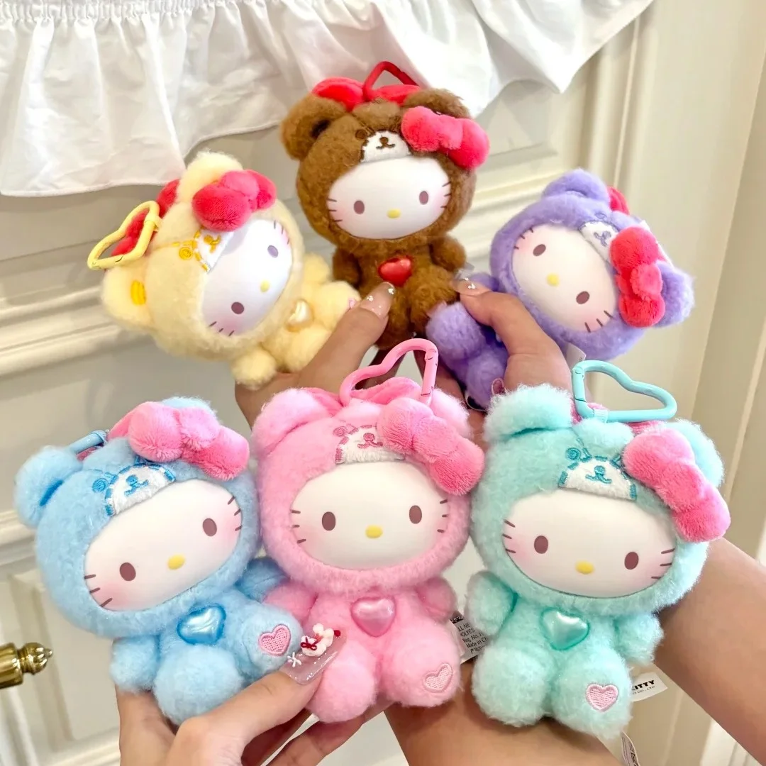 

Genuine Hellokitty New Teddy Pajama Series Blind Box Plush Pendant Keychain Vinyl Figure Toy Birthday Gift For Kids Halloween