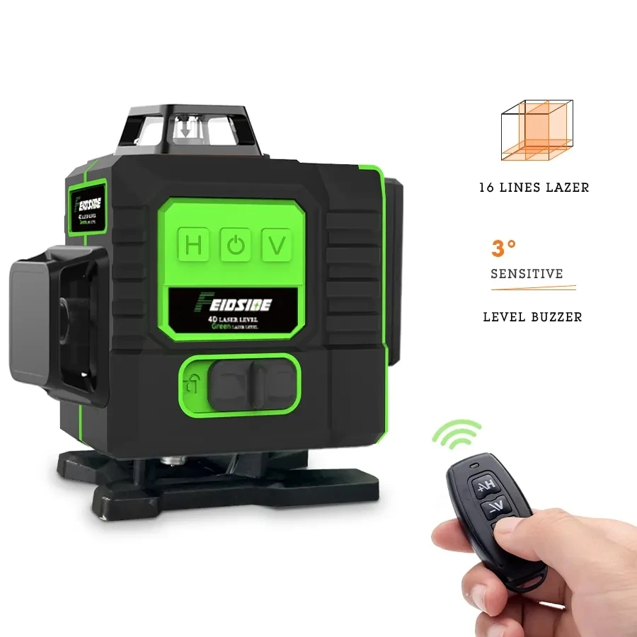 FEIDSIDE 16 Lines 4D Laser Level Green Line Self-Leveling 360 Horizontal And Vertical Super Powerful Laser Level