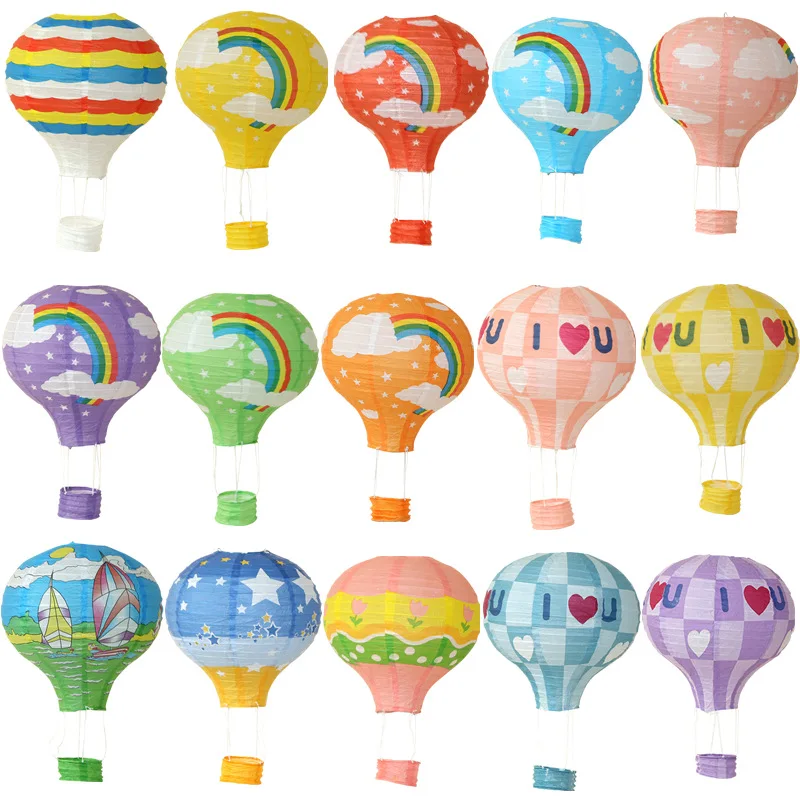 30cm Santa Claus Elk rainbow Hot Air Balloon Paper Lantern Lampshade DIY Crafts Ceiling Hanging Xmas Decorations Party Supplies