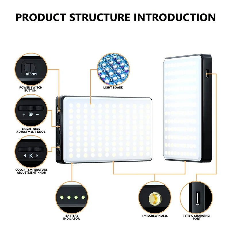 Phone Selfie Light 3000Mah 120 LED Rechargeable Phone Light Clip 3 Modes Brightness Ring Light Fit For Phone,Camera,Laptop