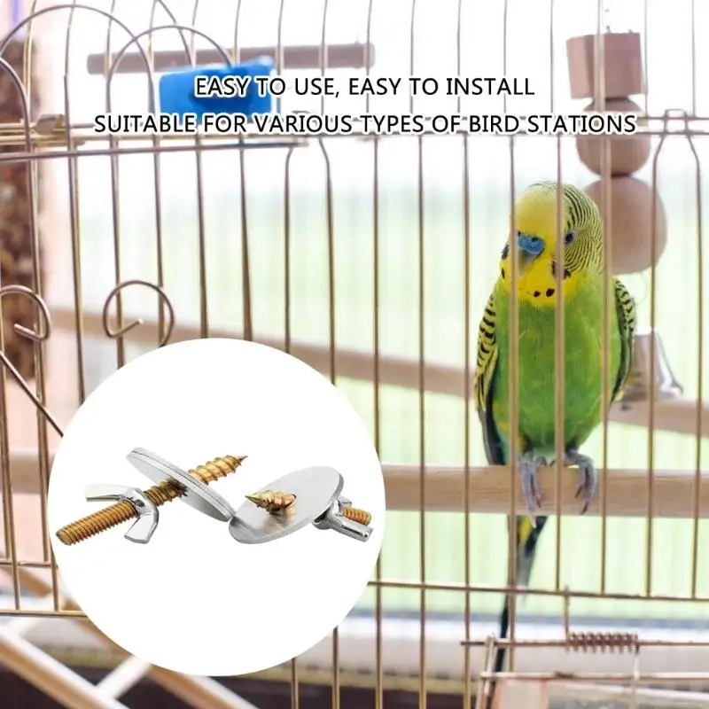 Q9QA 20Sets Parrots Cage Perch Installation Tool Birdcage Standing Perch Fixing Screw Bolts with Washers Birdcage Accessories