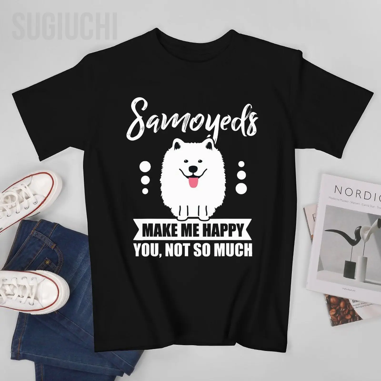 

Мужская футболка унисекс SAMOYED MAKE ME HAPPY,YOU, NO MUCH, футболки, футболки для женщин и мальчиков, футболка из 100% хлопка