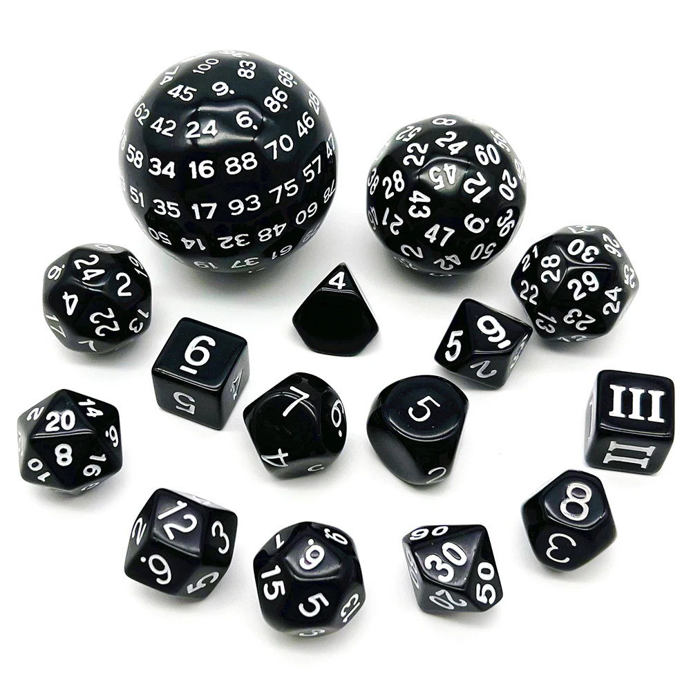 Polyhedral Dice Set DND Cubes POP D3-D100 Acrylic Dice Sets 15 Pcs Dice For Gift DND Game RPG Board Game Accessories