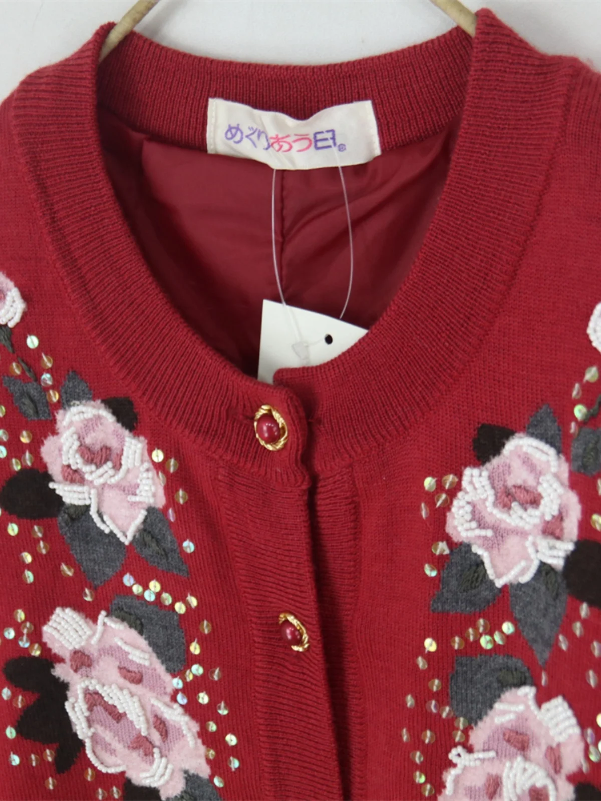 Maglione lavorato a maglia vintage fatto a mano Piccolo gancio Ricamo floreale Cardigan aperto versatile Lana Autunno Inverno Caldo V Ne Button up