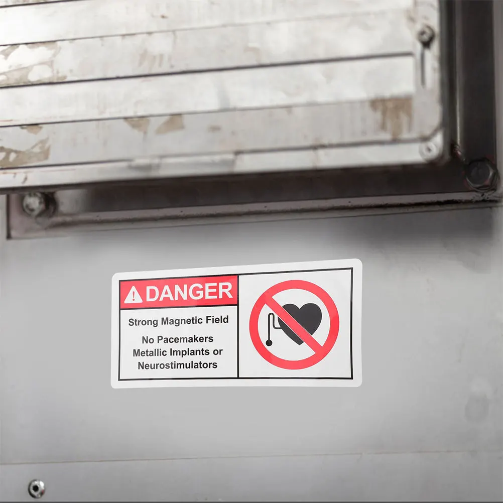 2pcs Warning Stickers Clear Pp Synthetic Paper Safety Signs For Magnetic Field Areas No Sticker Adhesive
