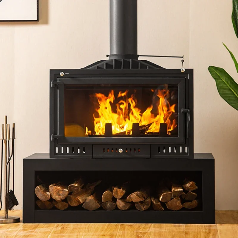 Real Fire Wood Burning Household Heater Modern Decorative Cast Iron Embedded Wood Burning Self-Built Villa