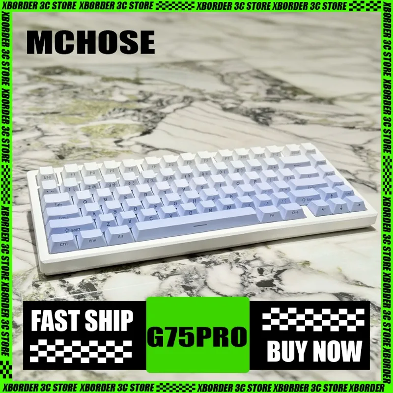 

Механическая клавиатура MCHOSE G75 Pro, 3 режима, беспроводная клавиатура с боковой гравировкой, 8000 мАч, большой аккумулятор, RGB-подсветка, горячая вилка, игровой киберспорт