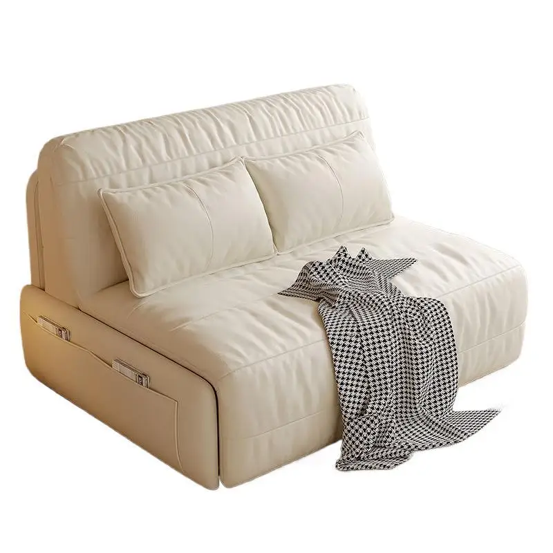 Intelligent electric leather sofa bed dual-purpose multi-function living room study foldable lunch break bed