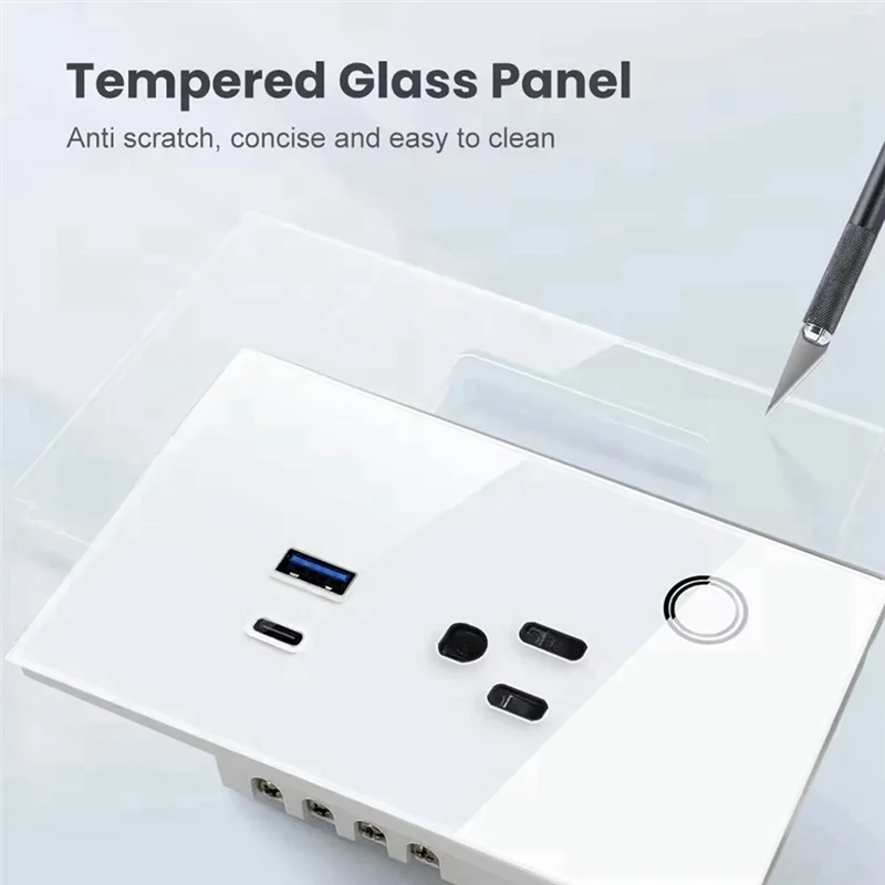 ABVO-Wifi Smart Tuya 15A Wall Socket USB TYPE-C Plug Outlet Power For Alexa For Google Home Smart Life EU Plug