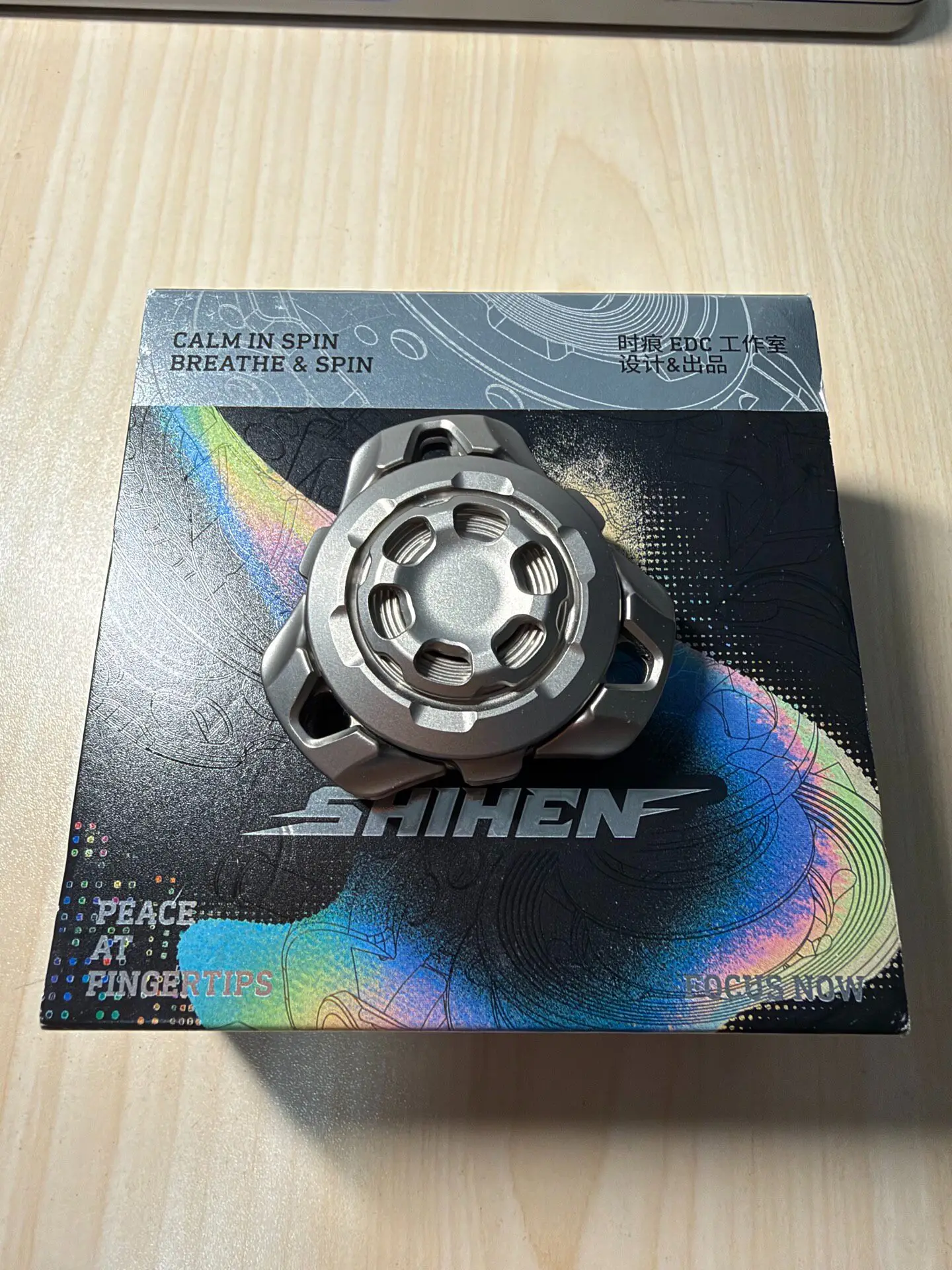 Used EDC Time Trace Edc Star Meteorite, Titanium Open Armor Gyro Sprocket Fidget Spinner