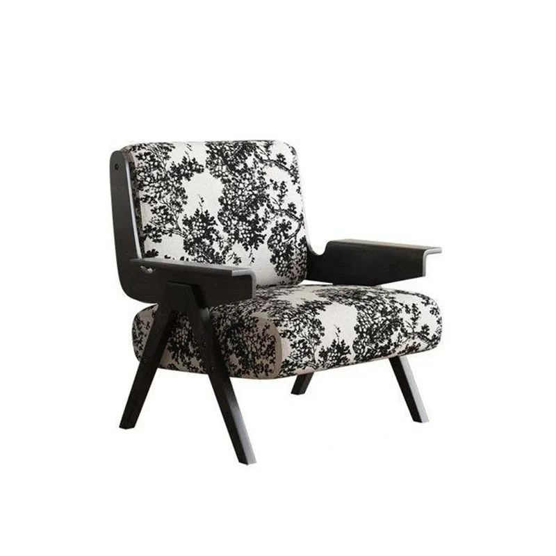 

single sofa chair living room balcony small apartment medium and ancient style designer flying bird solid wood leisure chair