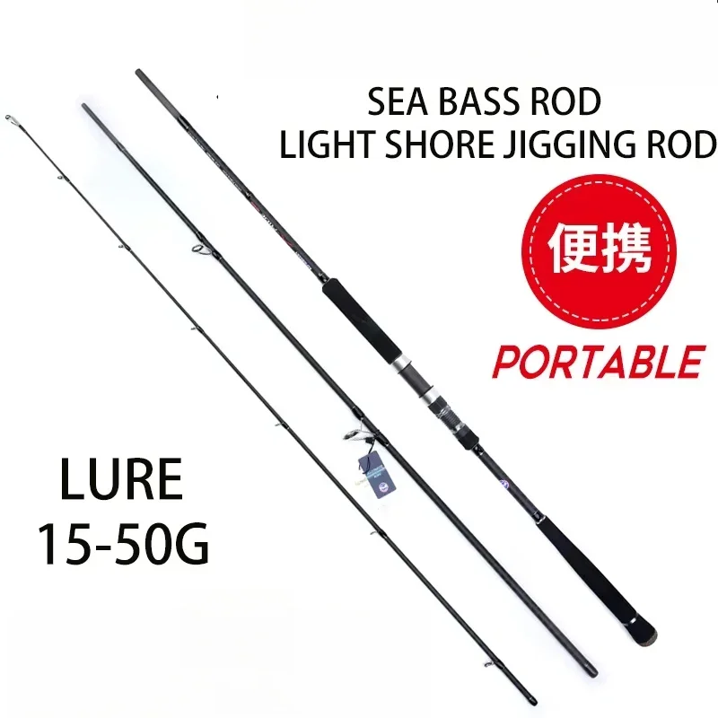 Lurekiller Full Fuji guide 2.7m/3.0m/3.3m/3.6m Sea Bass Rod Light Shore Jigging Rod MH 15-50G 3 Sections Sea Bass Fishing Rod