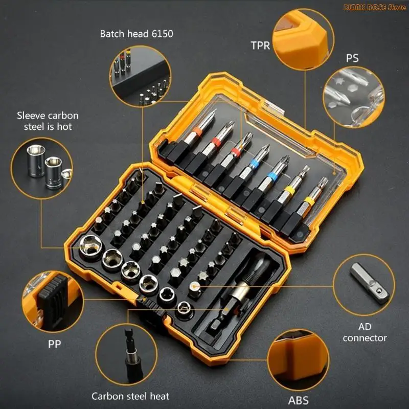 

K1AE Pack of 50 Screwdriver Bit Set Precisions Driver Bit Torx, Flat, Square Tip